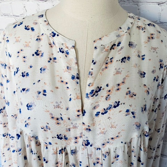 Lucky Brand Long Sleeve Boho Floral Smock Top--Sz M - Picture 2 of 16